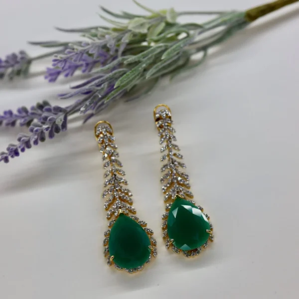 Emerald Feather Earring
