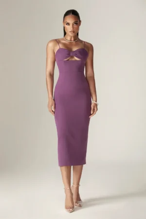 Loreen Crepe Strap Corset Midi Dress