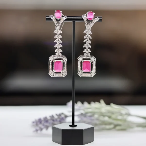 Square Ruby Earring
