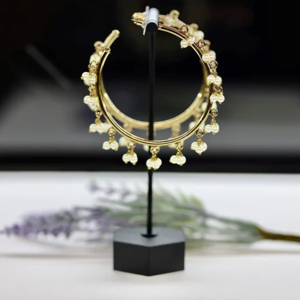 Tribal Hoop Earrings in White