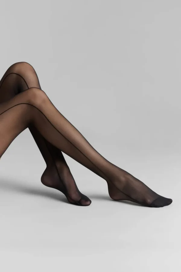 Les Coquetteries - Cut and Curled Stockings Double Side Seams 20D – Black - Image 2