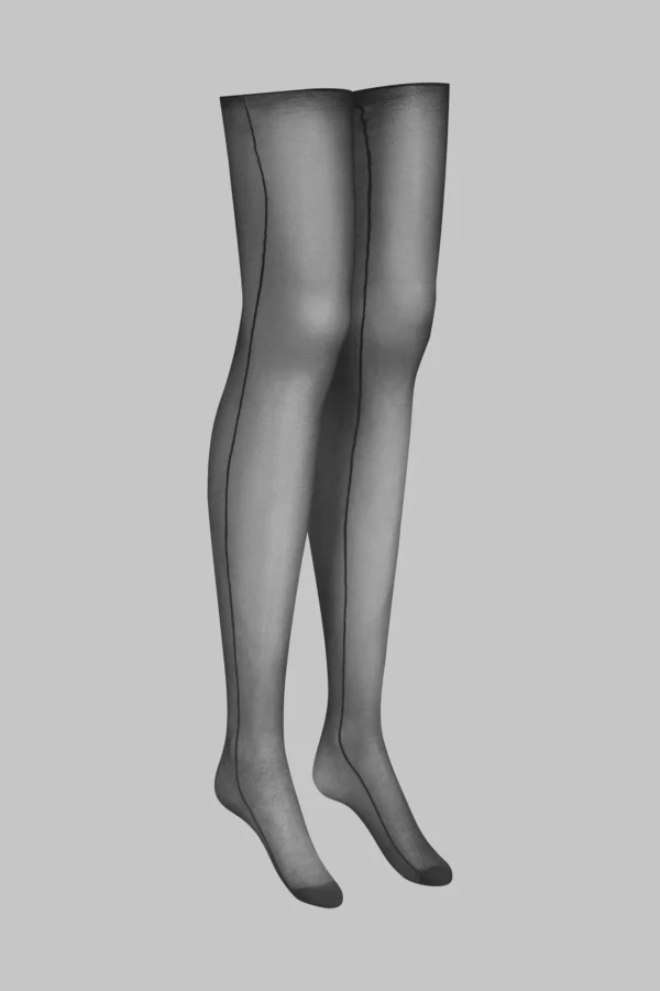 Les Coquetteries - Cut and Curled Stockings Double Side Seams 20D – Black - Image 4